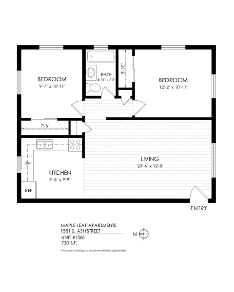 A black and white image of a floor plan for apartment units.